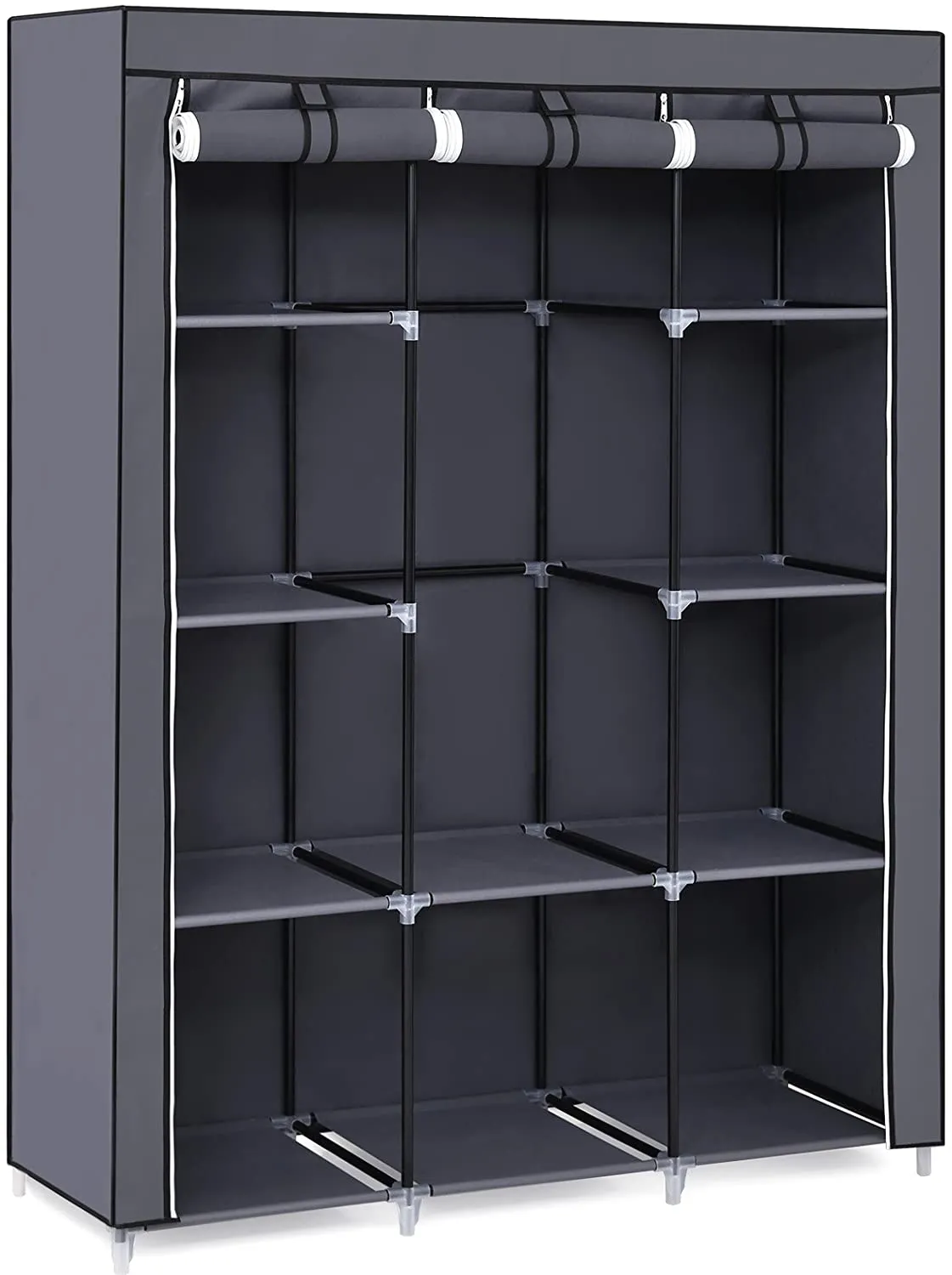 51" Portable Closet Organizer Wardrobe, Storage Organizer with 10 Shelves