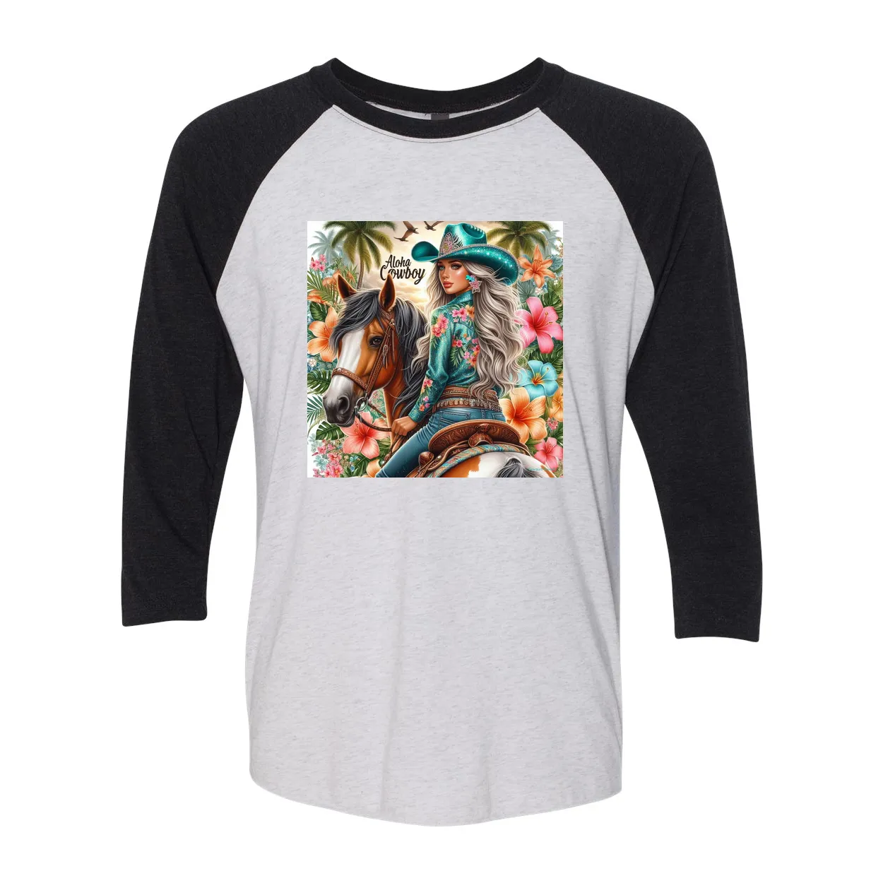 Aloha Cowboy Island Cowgirl 3 4 Sleeve Raglan T Shirts