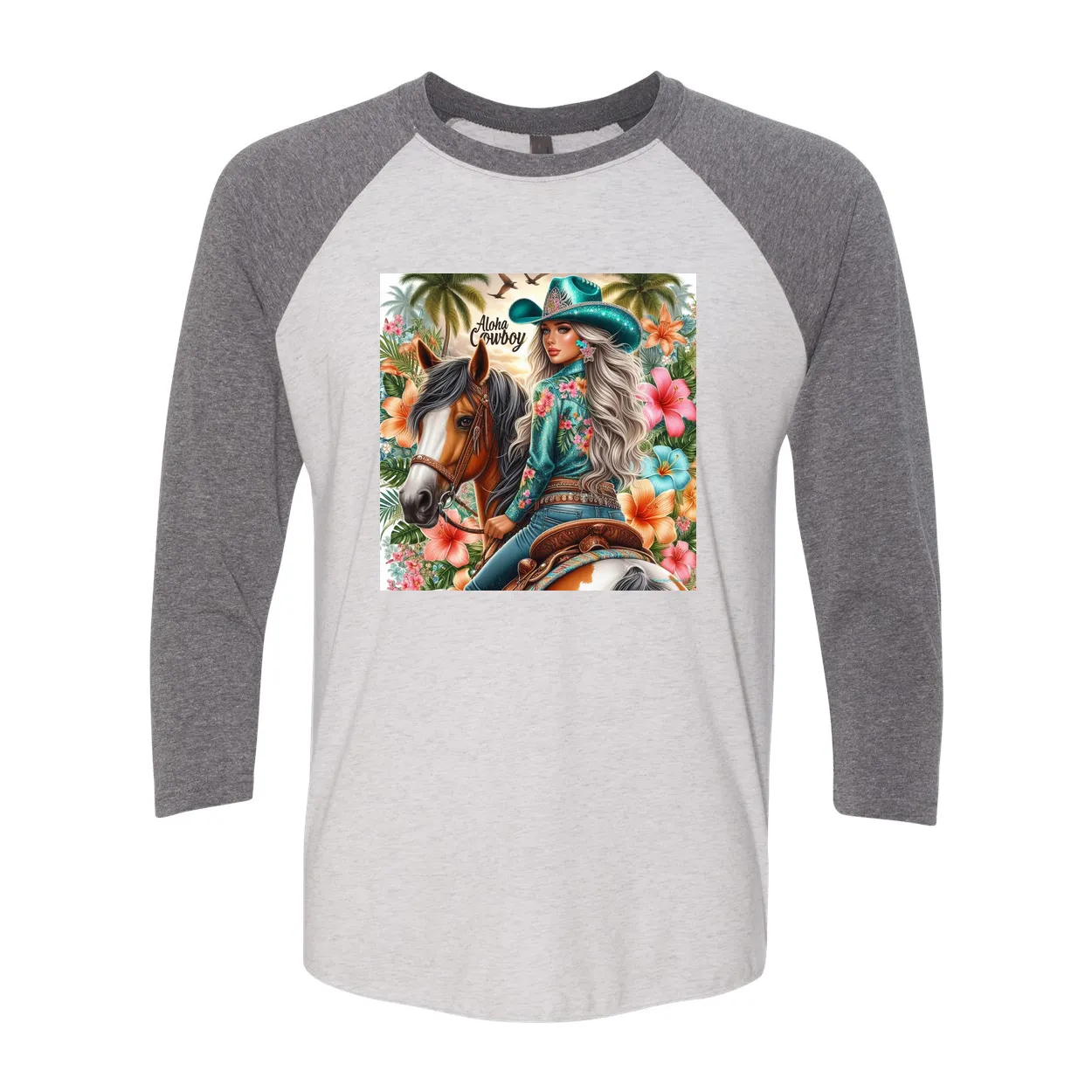 Aloha Cowboy Island Cowgirl 3 4 Sleeve Raglan T Shirts