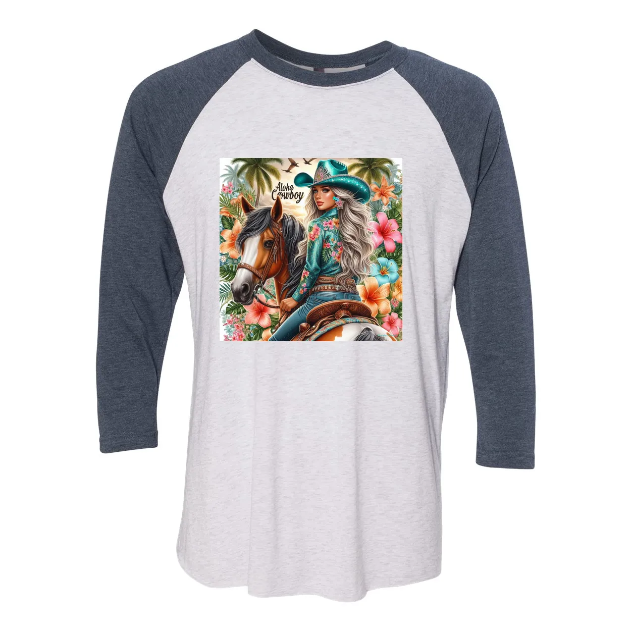 Aloha Cowboy Island Cowgirl 3 4 Sleeve Raglan T Shirts