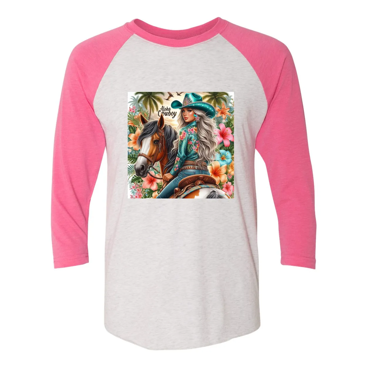 Aloha Cowboy Island Cowgirl 3 4 Sleeve Raglan T Shirts