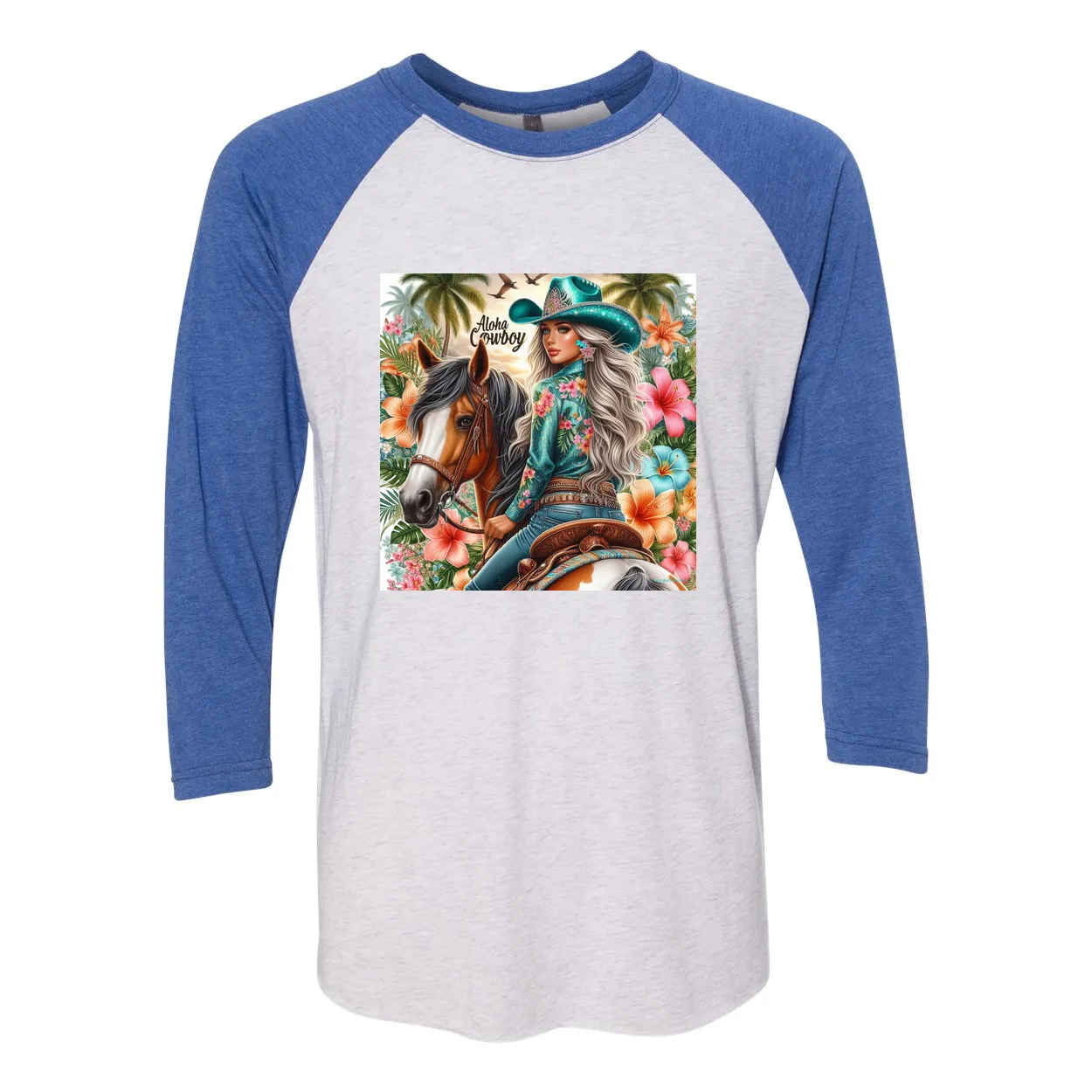 Aloha Cowboy Island Cowgirl 3 4 Sleeve Raglan T Shirts