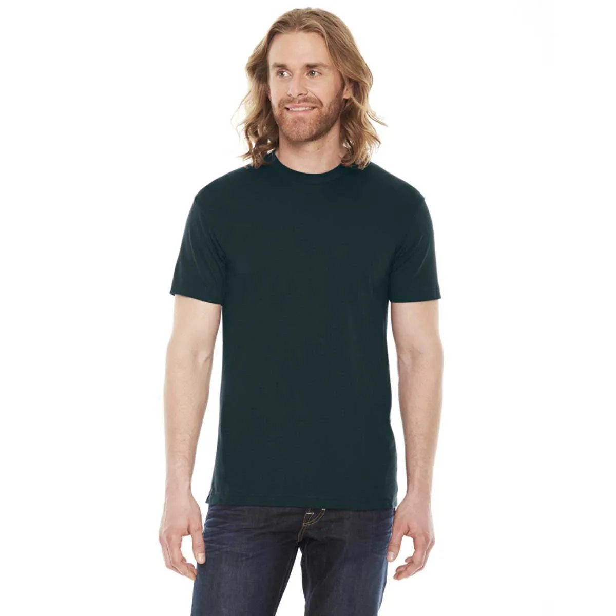 American Apparel Unisex Black Aqua 50/50 Short Sleeve Tee