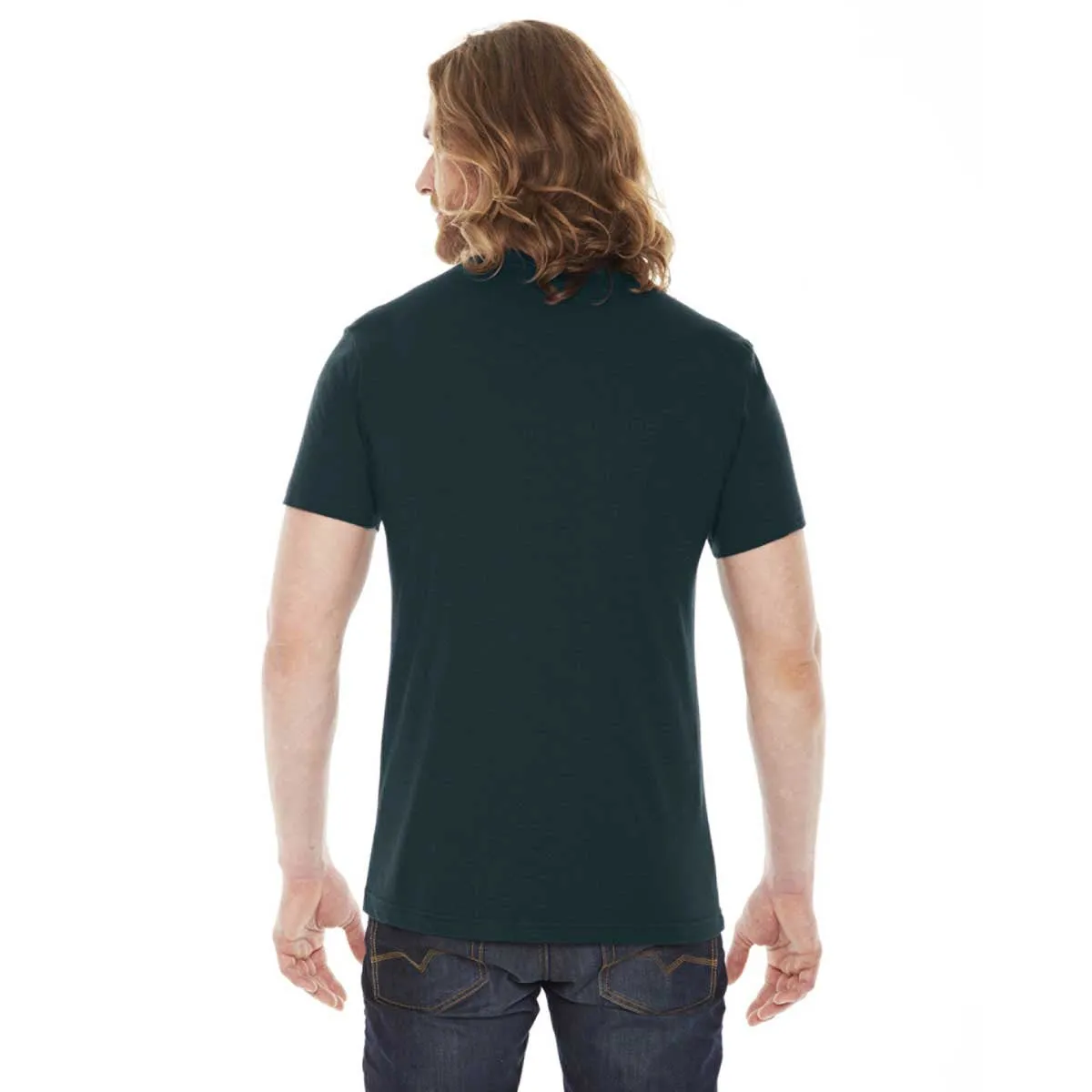 American Apparel Unisex Black Aqua 50/50 Short Sleeve Tee