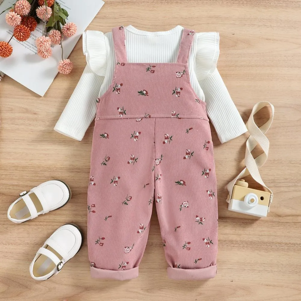 Autumn Little Girls Bottom Shirt   Corduroy Overalls Set Wholesale Girls Clothes