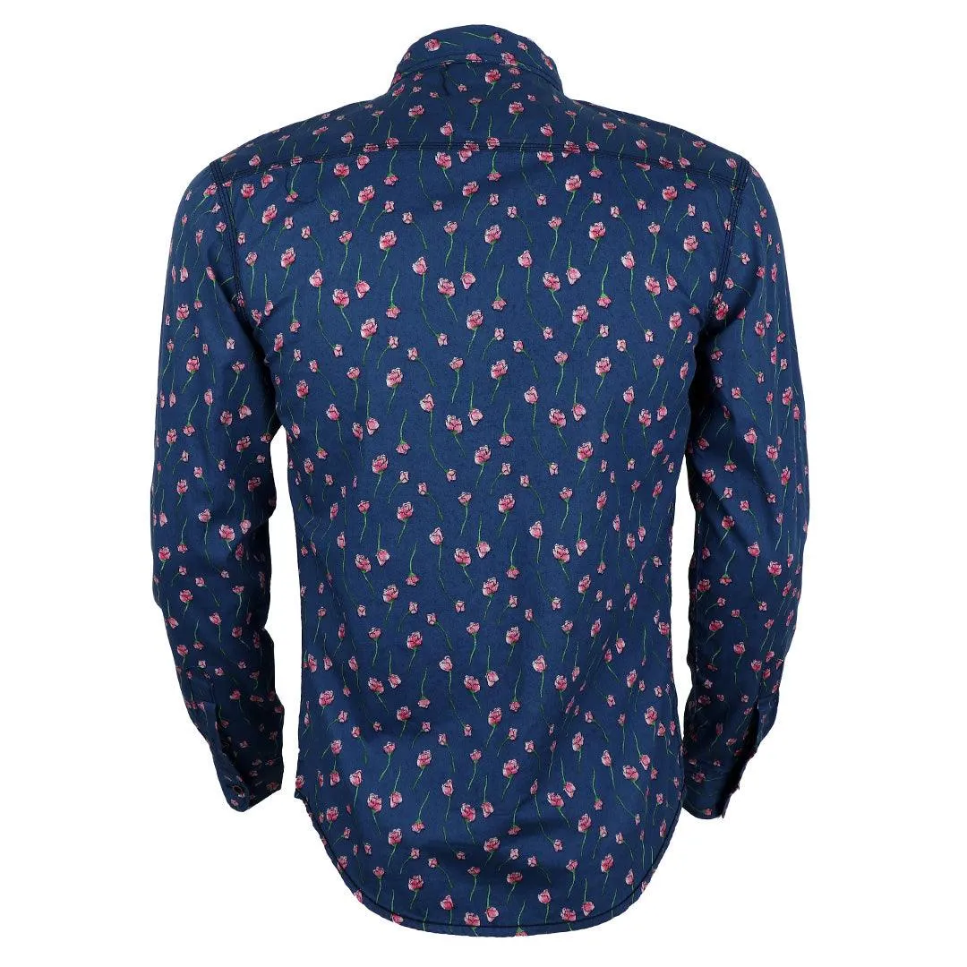 Badgley Vintage Blue Classic printing Long Sleeve Shirts