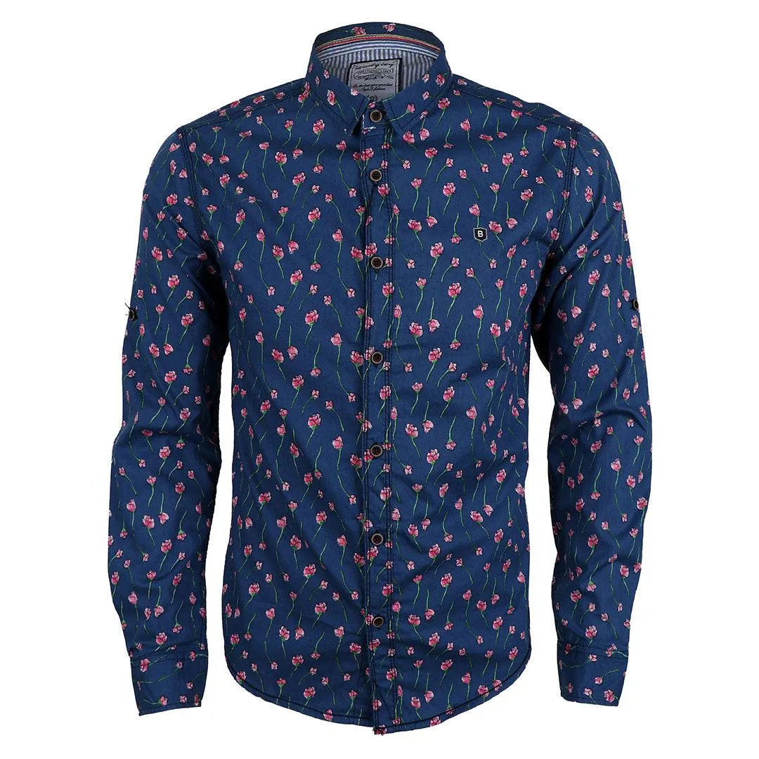 Badgley Vintage Blue Classic printing Long Sleeve Shirts