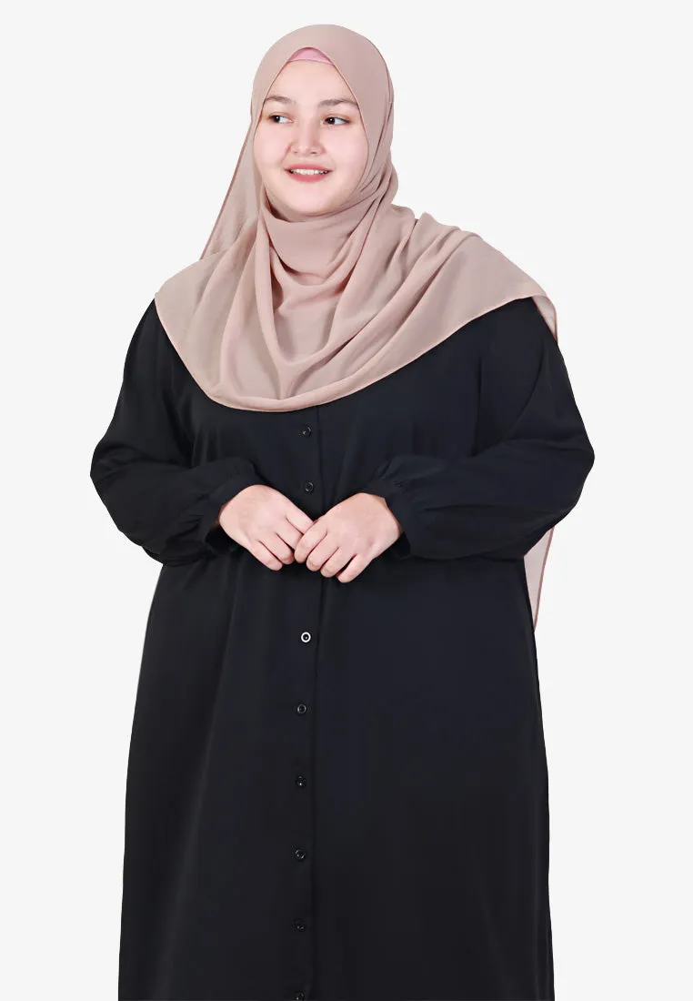 Breezie V-Neck Button Long Blouse - Black