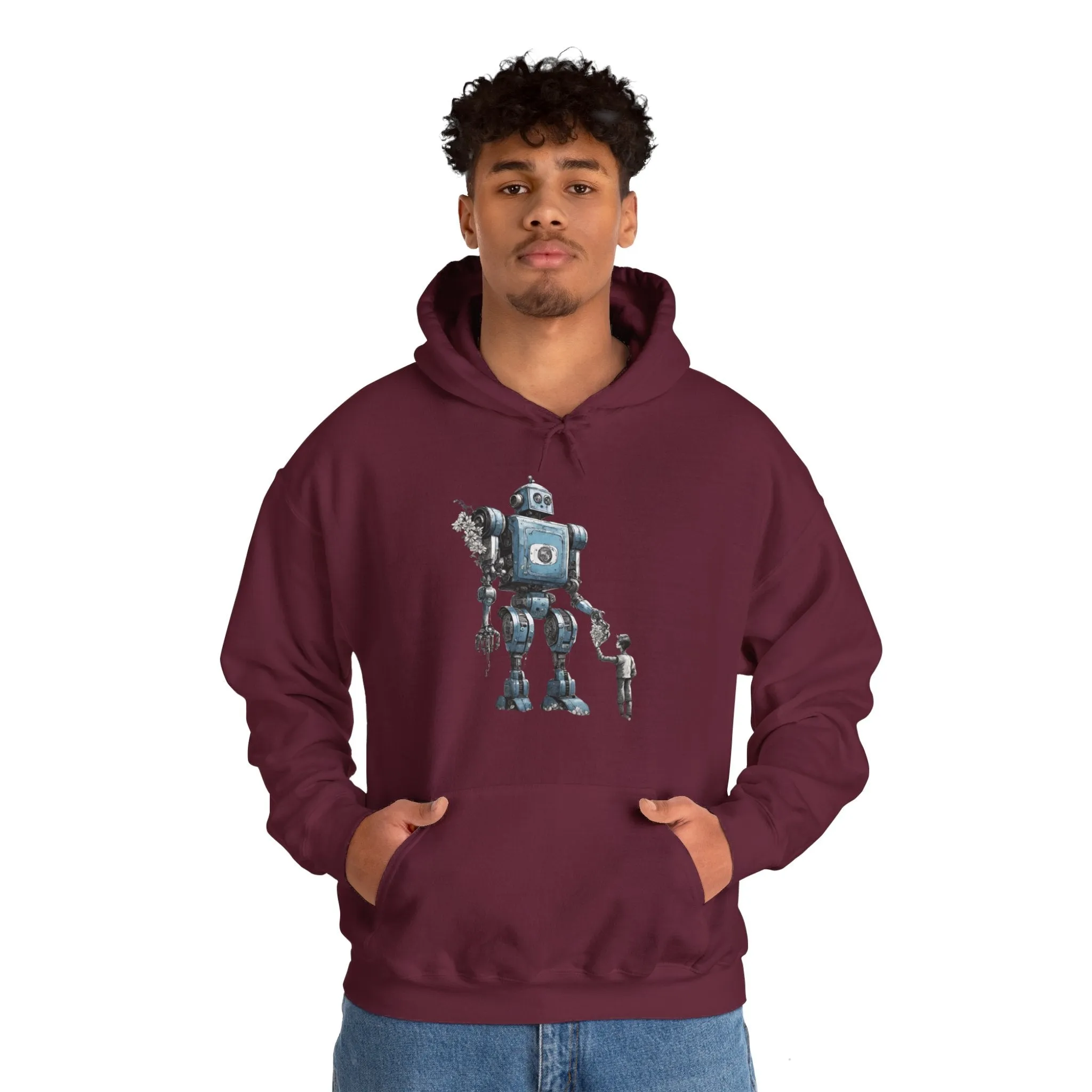 Bringing You Flowers Robot Spaceart Sci-Fi Hoodie