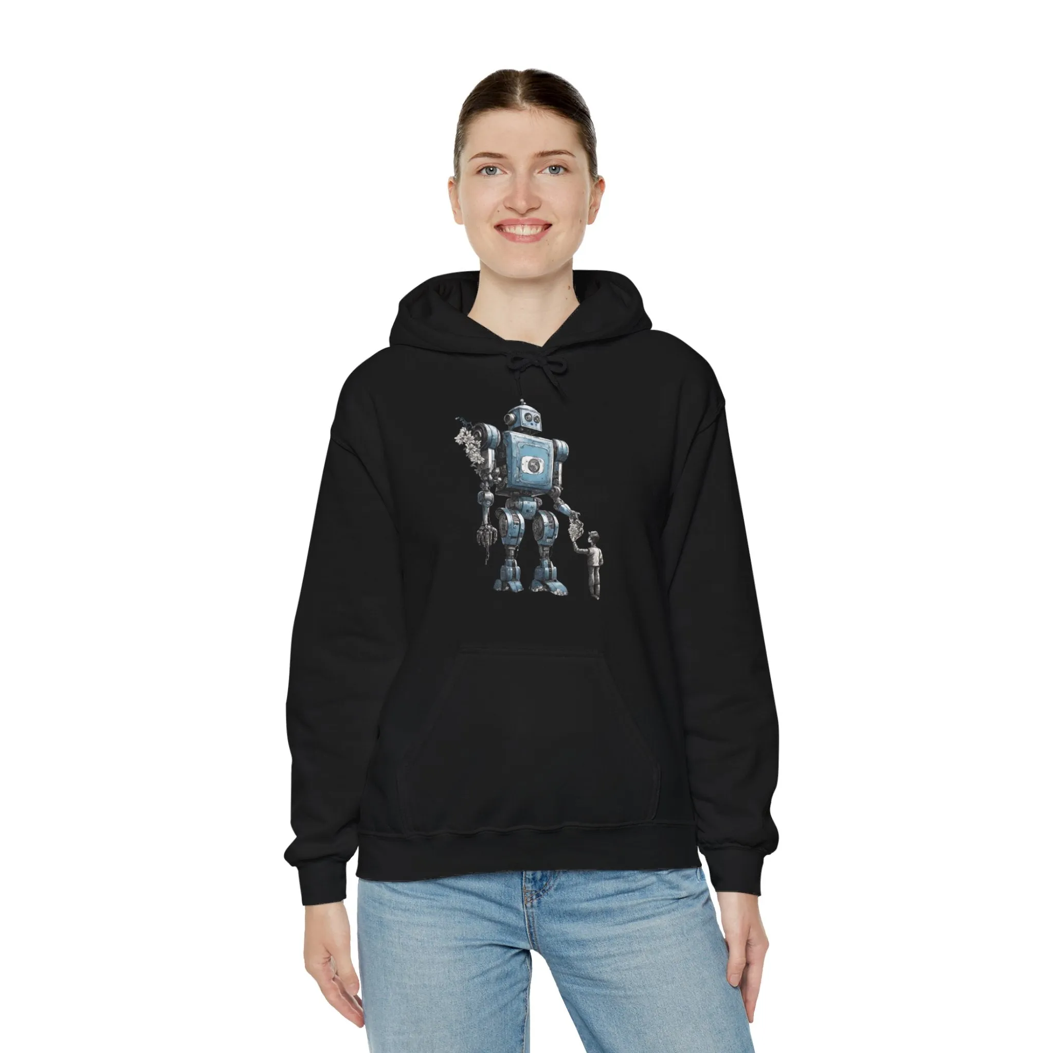 Bringing You Flowers Robot Spaceart Sci-Fi Hoodie