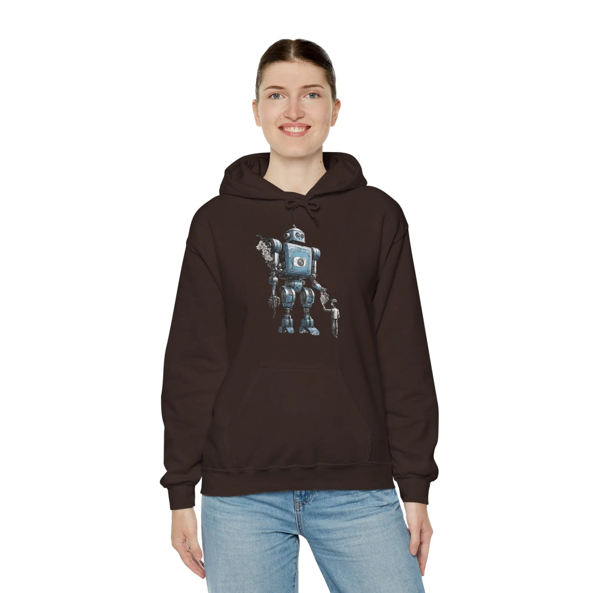 Bringing You Flowers Robot Spaceart Sci-Fi Hoodie