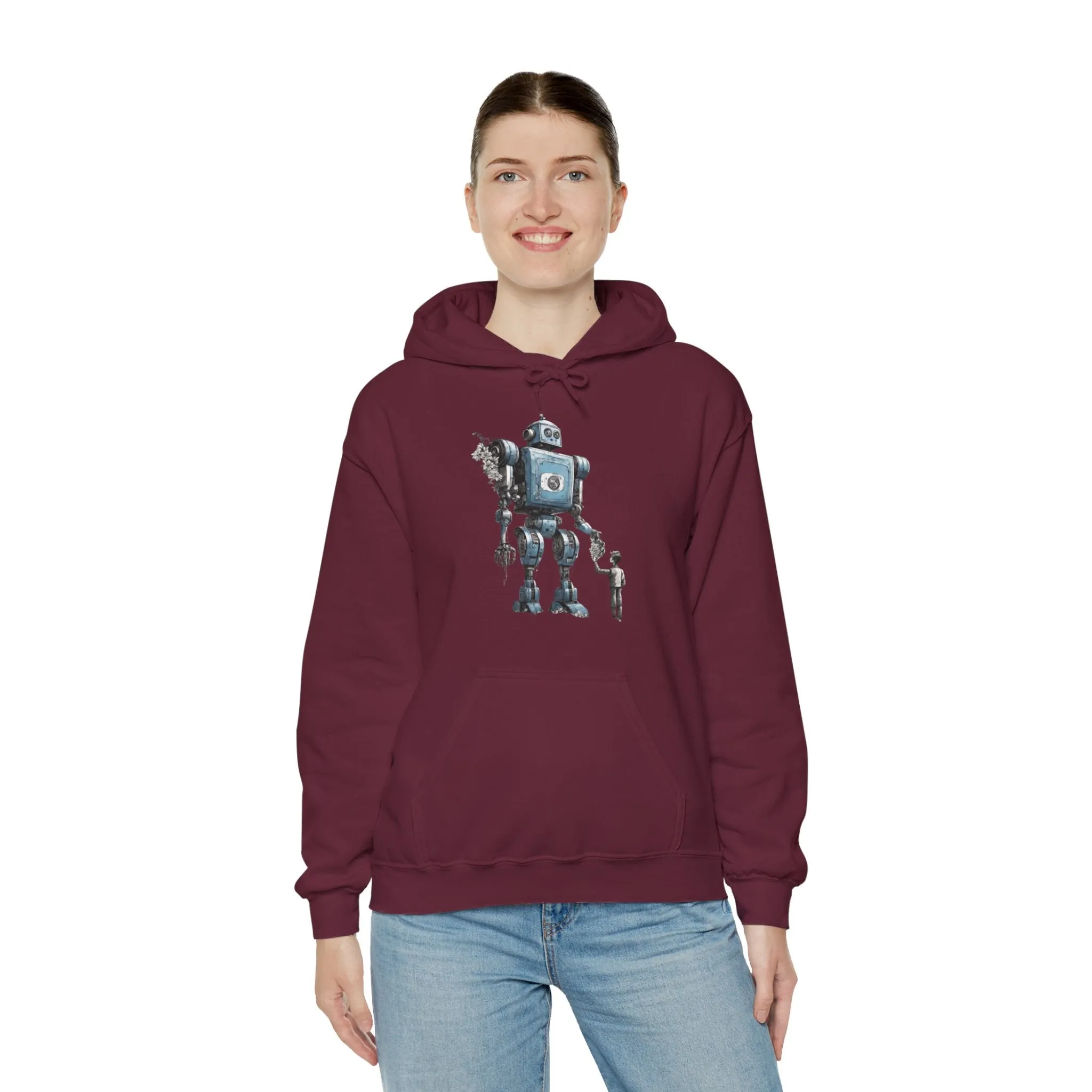 Bringing You Flowers Robot Spaceart Sci-Fi Hoodie