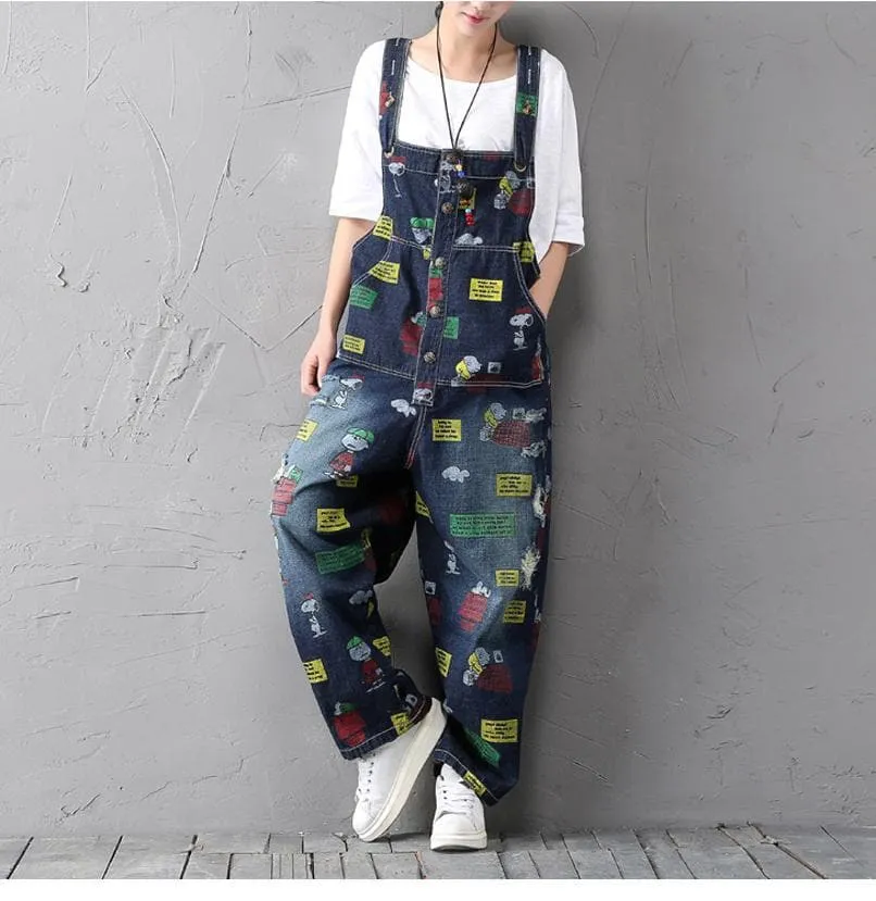 Charlie Brown and Snoopy 90's Denim Overalls