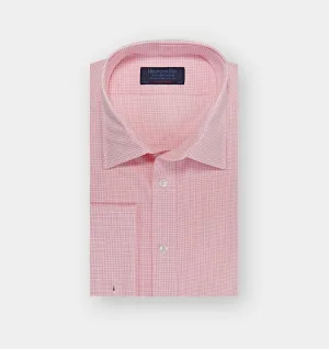 Contemporary Fit, Classic Collar, Double Cuff Shirt in a Pink & White Gingham Check Zephyr Cotton