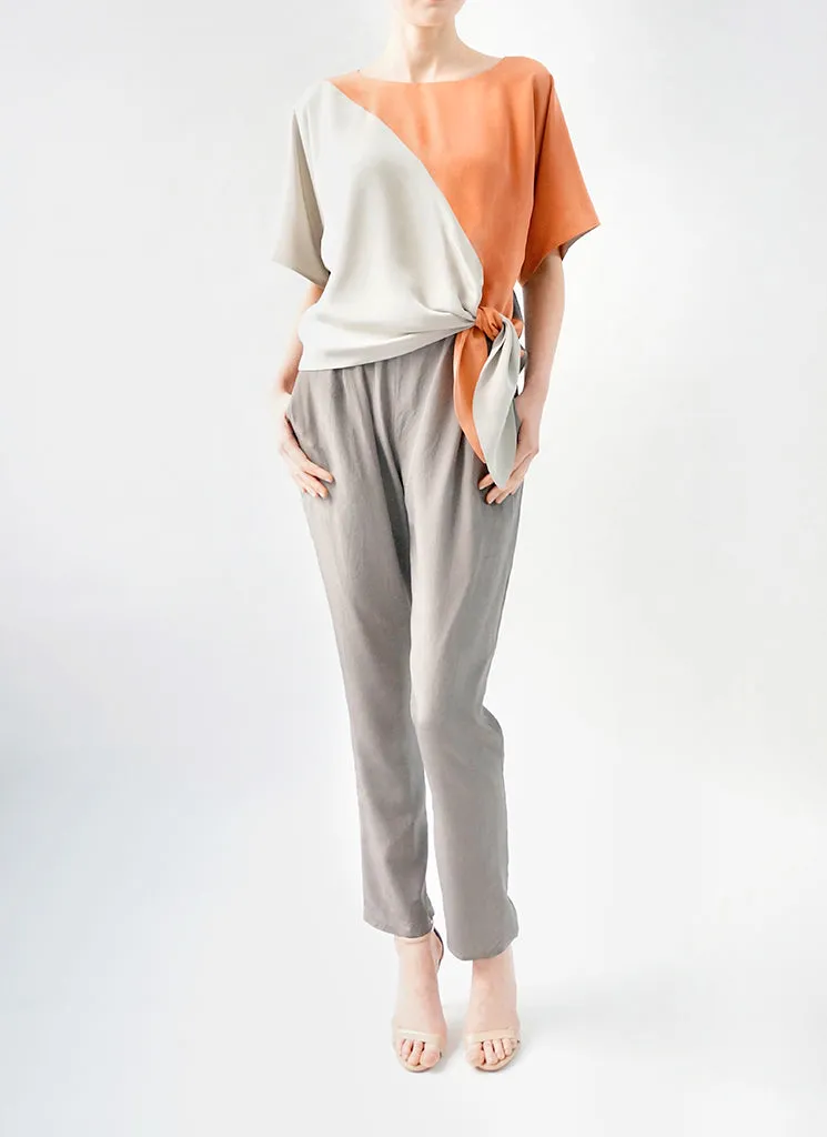 COSMOS TOP - SILK SALE (PECHE/GRAY)