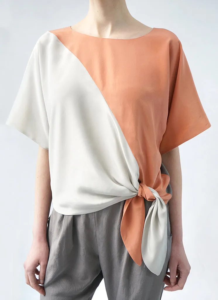 COSMOS TOP - SILK SALE (PECHE/GRAY)