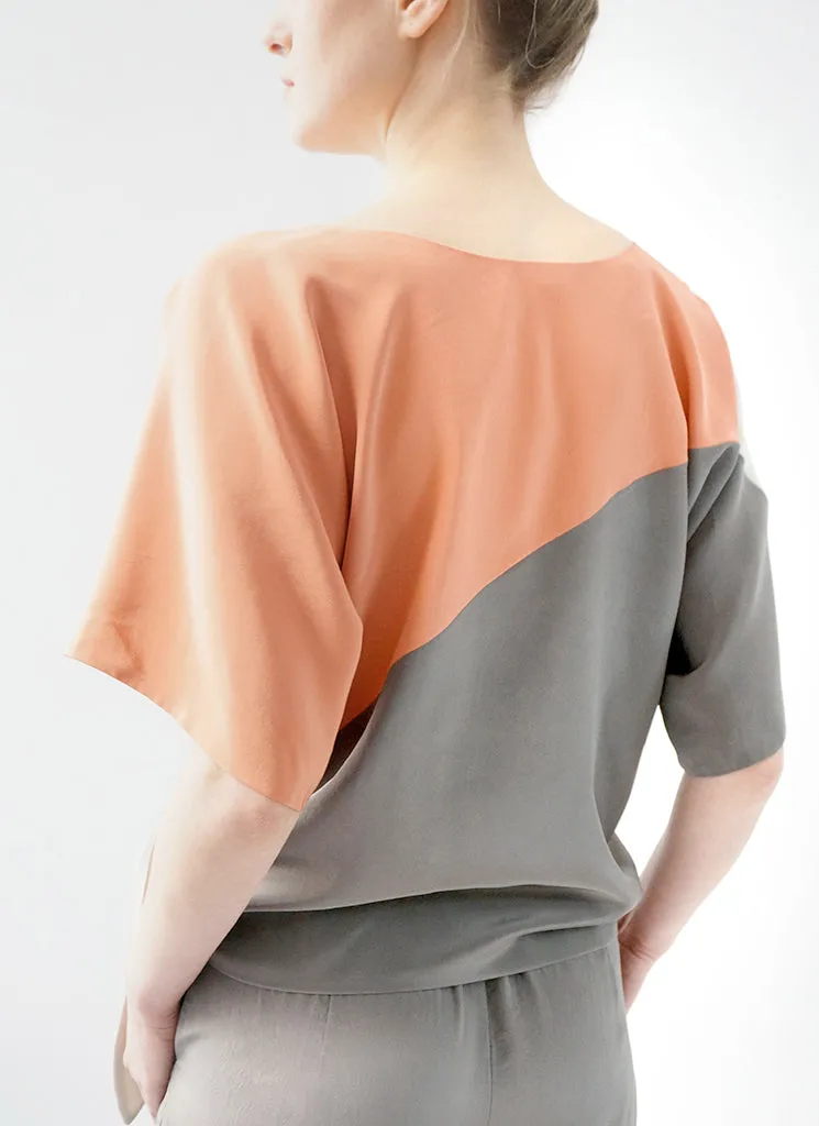 COSMOS TOP - SILK SALE (PECHE/GRAY)