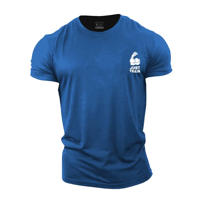 Cotton Just Train Graphic Men's Fitness T-shirts