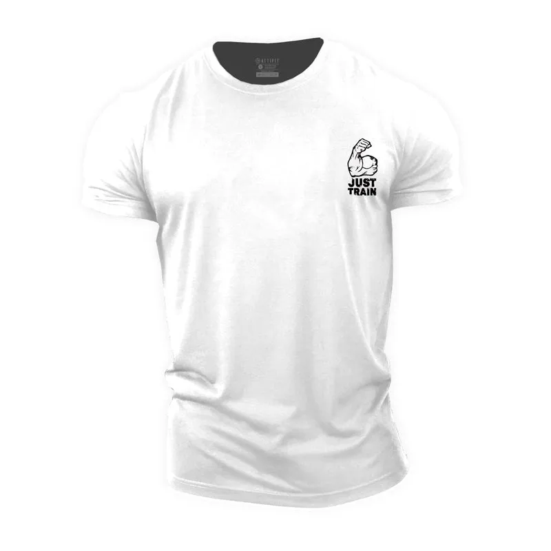 Cotton Just Train Graphic Men's Fitness T-shirts