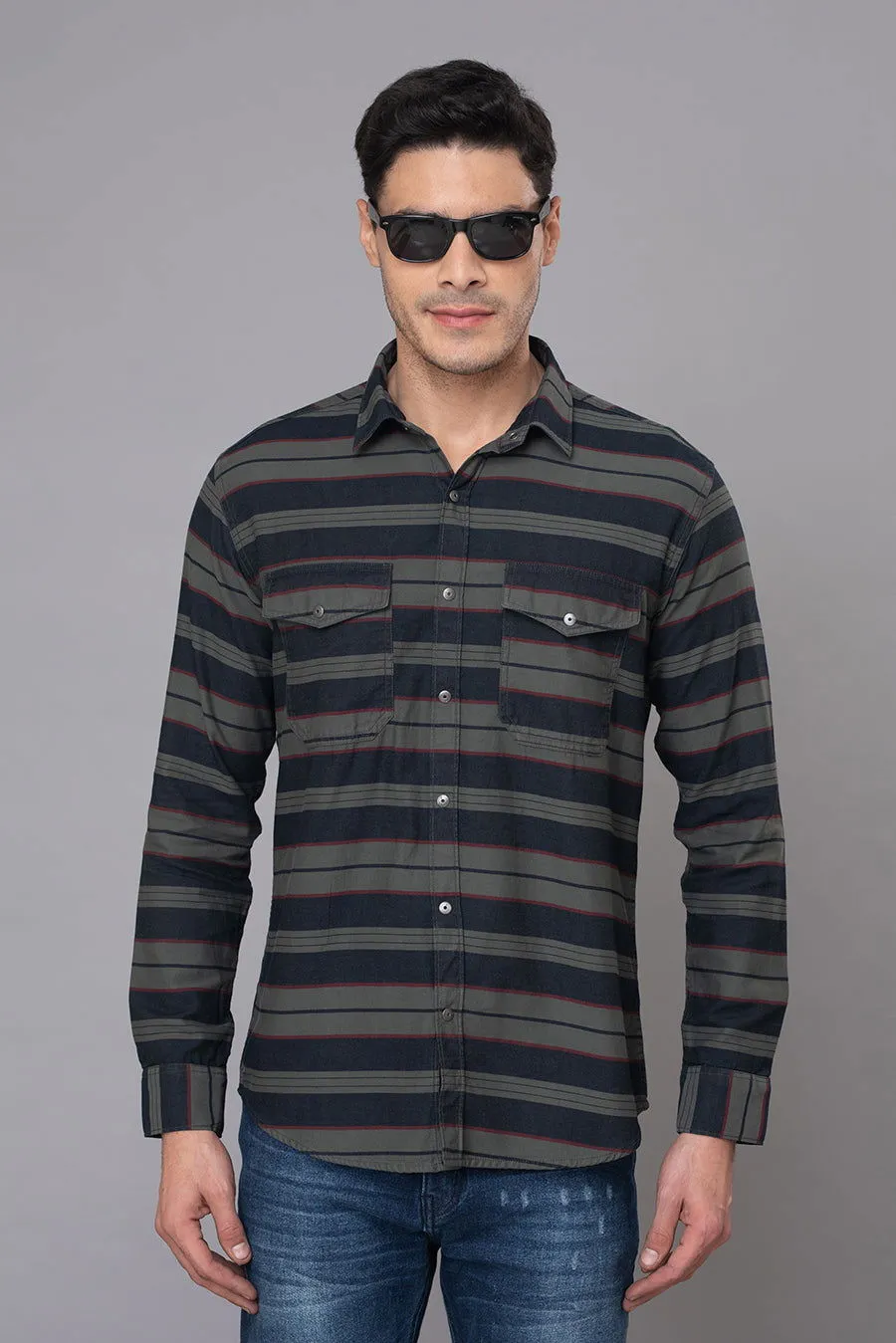 DARK BLUE STRIPED INDIGO SHIRTS