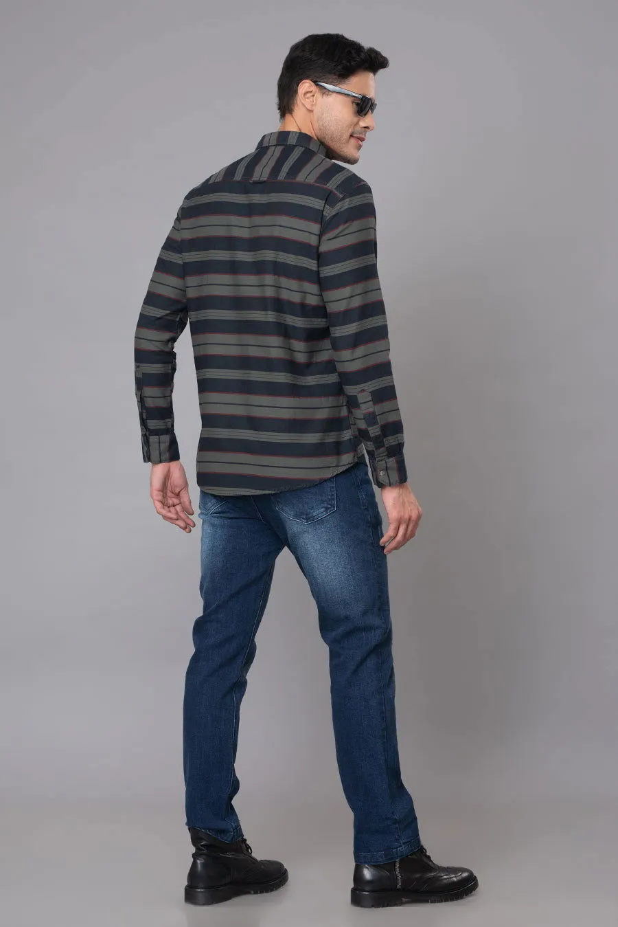 DARK BLUE STRIPED INDIGO SHIRTS