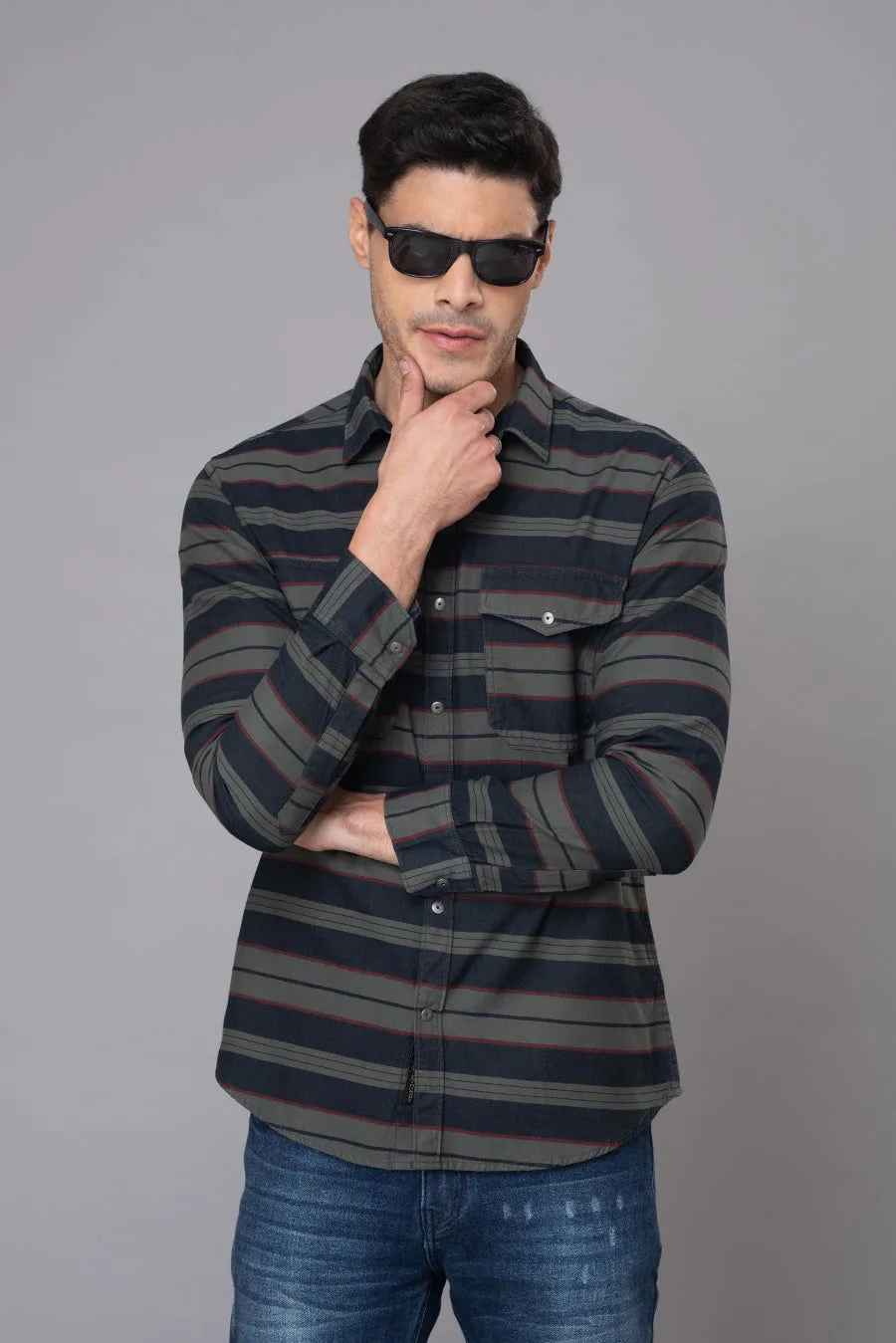 DARK BLUE STRIPED INDIGO SHIRTS