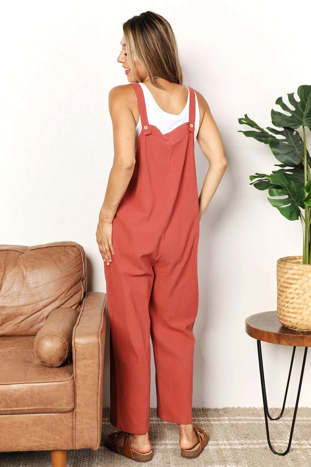 Double Take Wide Leg Overalls with Front Pockets