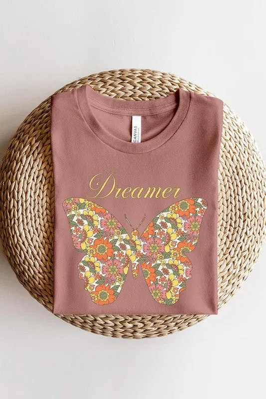 Dream Floral Butterfly Graphic T Shirts