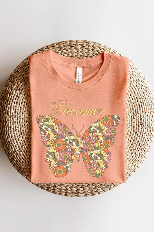 Dream Floral Butterfly Graphic T Shirts