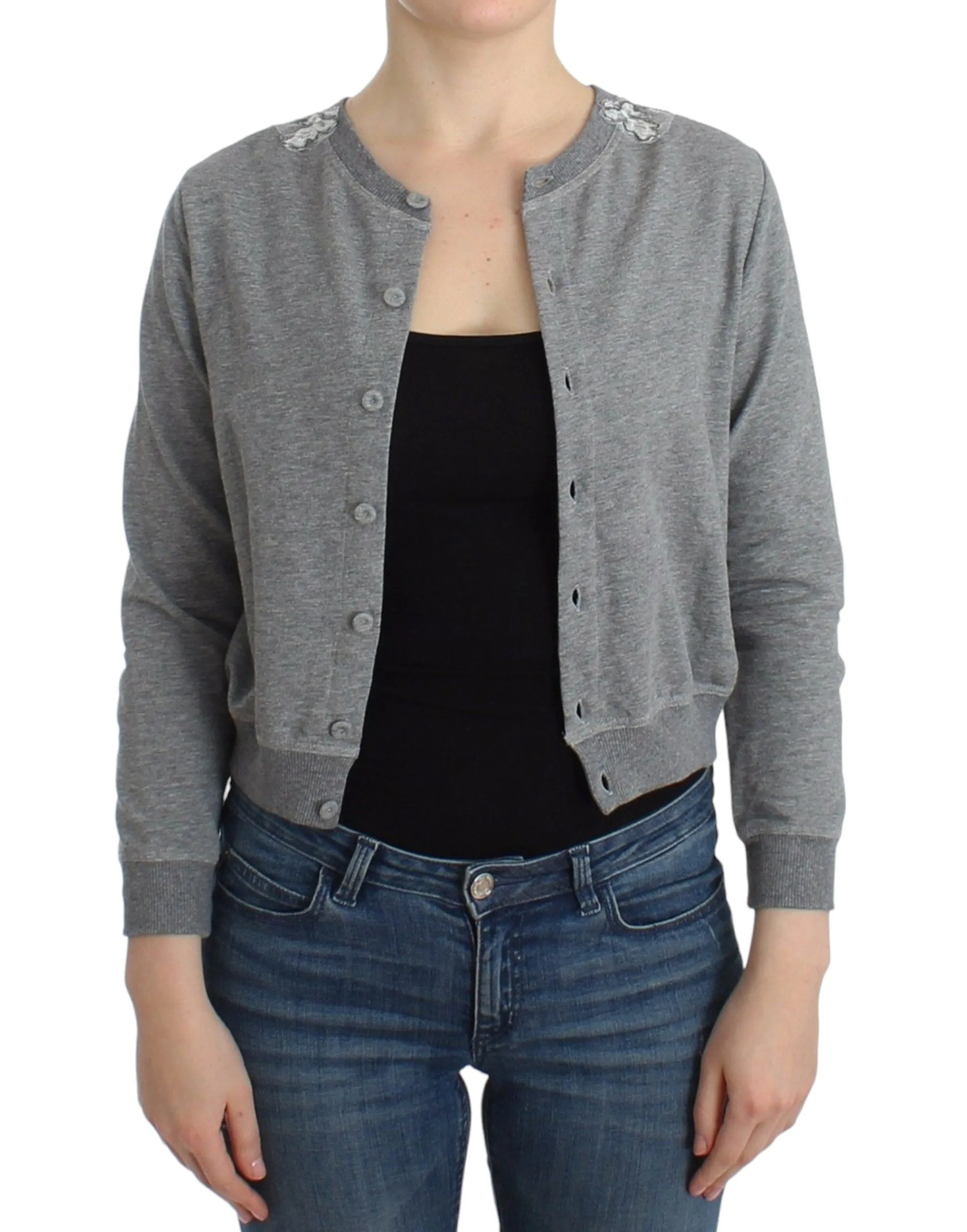 Ermanno Scervino Chic Gray Cotton Blend Short Cardigan