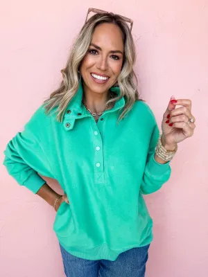 Errands To Run Brushed Terry Pullover-Jade