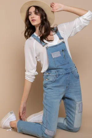 Explore More  Collection - POL Front Chest Zipper Slim Leg Denim Overalls