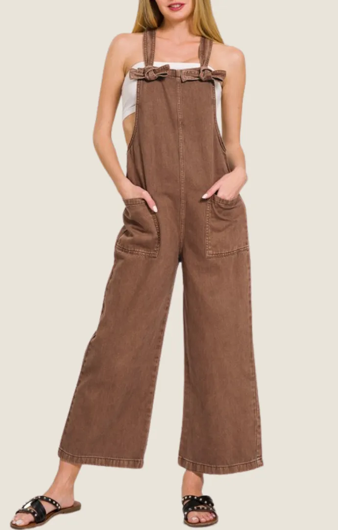 Fawn Mahogany Knot Strap Overalls