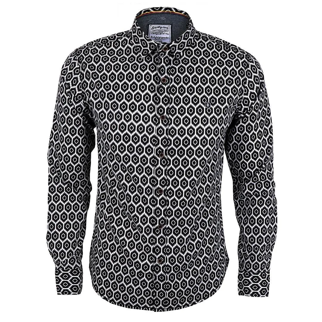 Flowery Design Vintage Long Sleeve Men's Shirt.