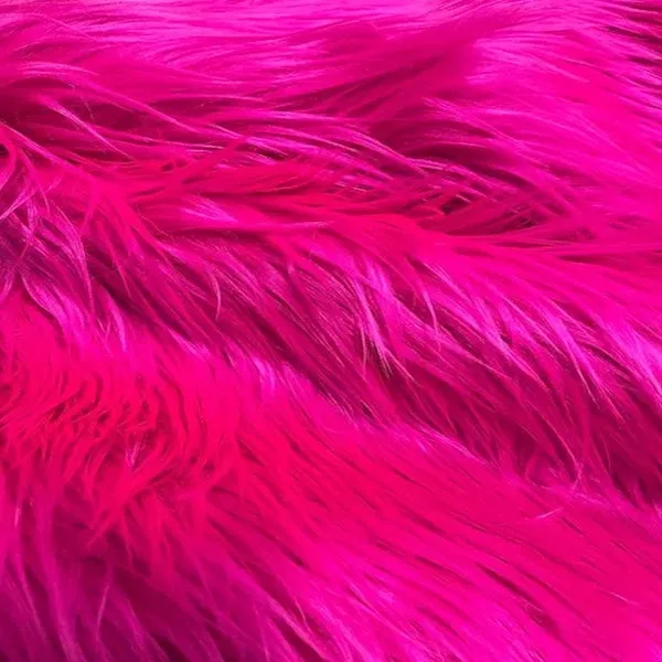 Fuchsia Shaggy Long Pile Faux Fur Fabric (4")