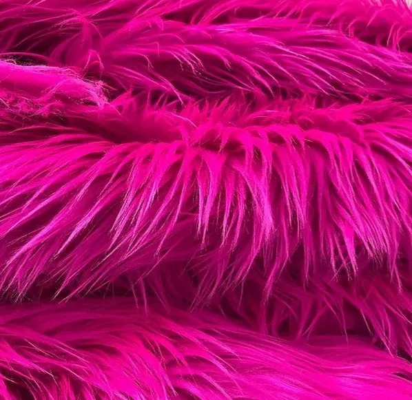 Fuchsia Shaggy Long Pile Faux Fur Fabric (4")