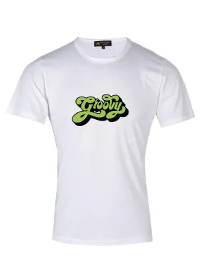 'Groovy' Retro Style Text White T-Shirt