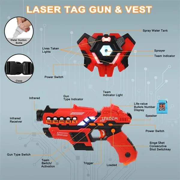 Interactive Laser Tag Battle Set with LCD Display & Water Spray Feature