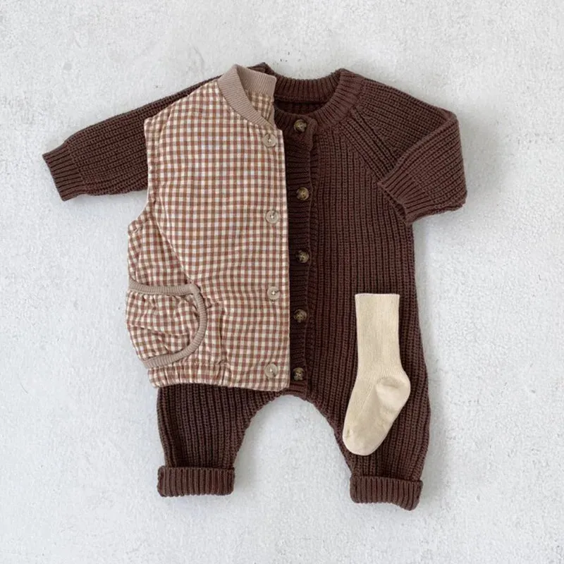 Knitted Overalls Baby Rompers