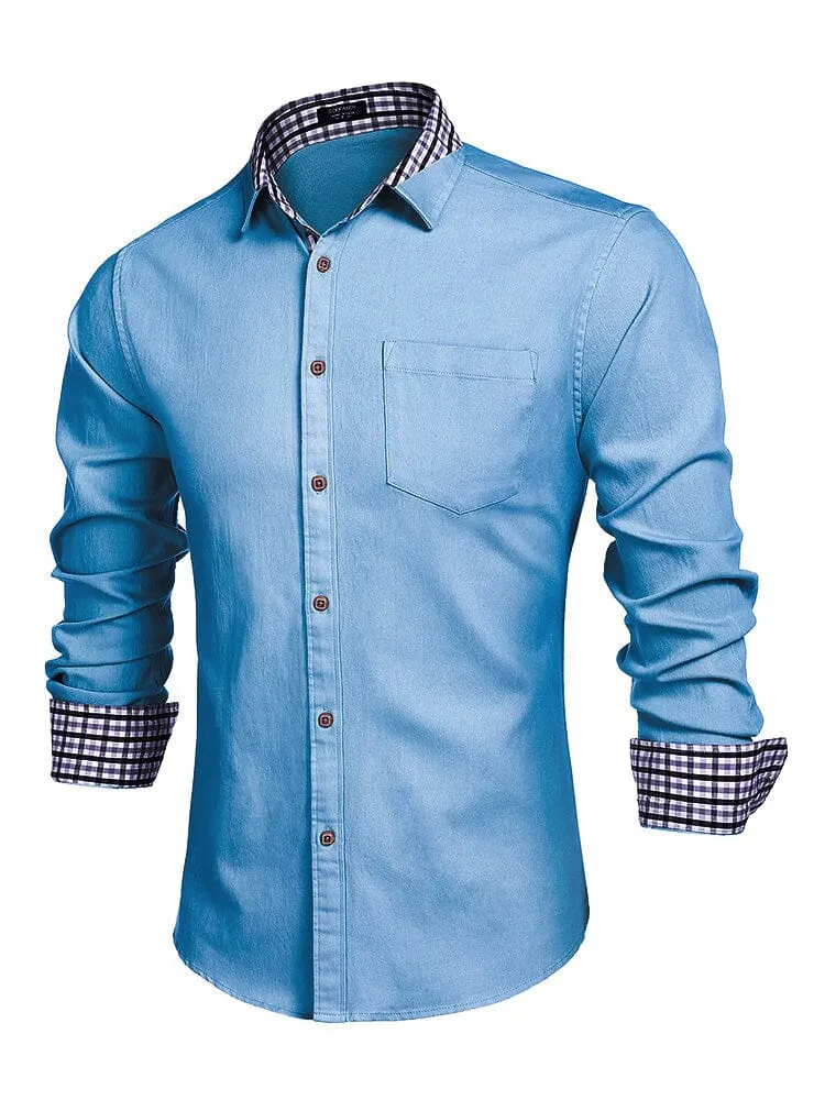 Long-Sleeve Denim Dress Shirt