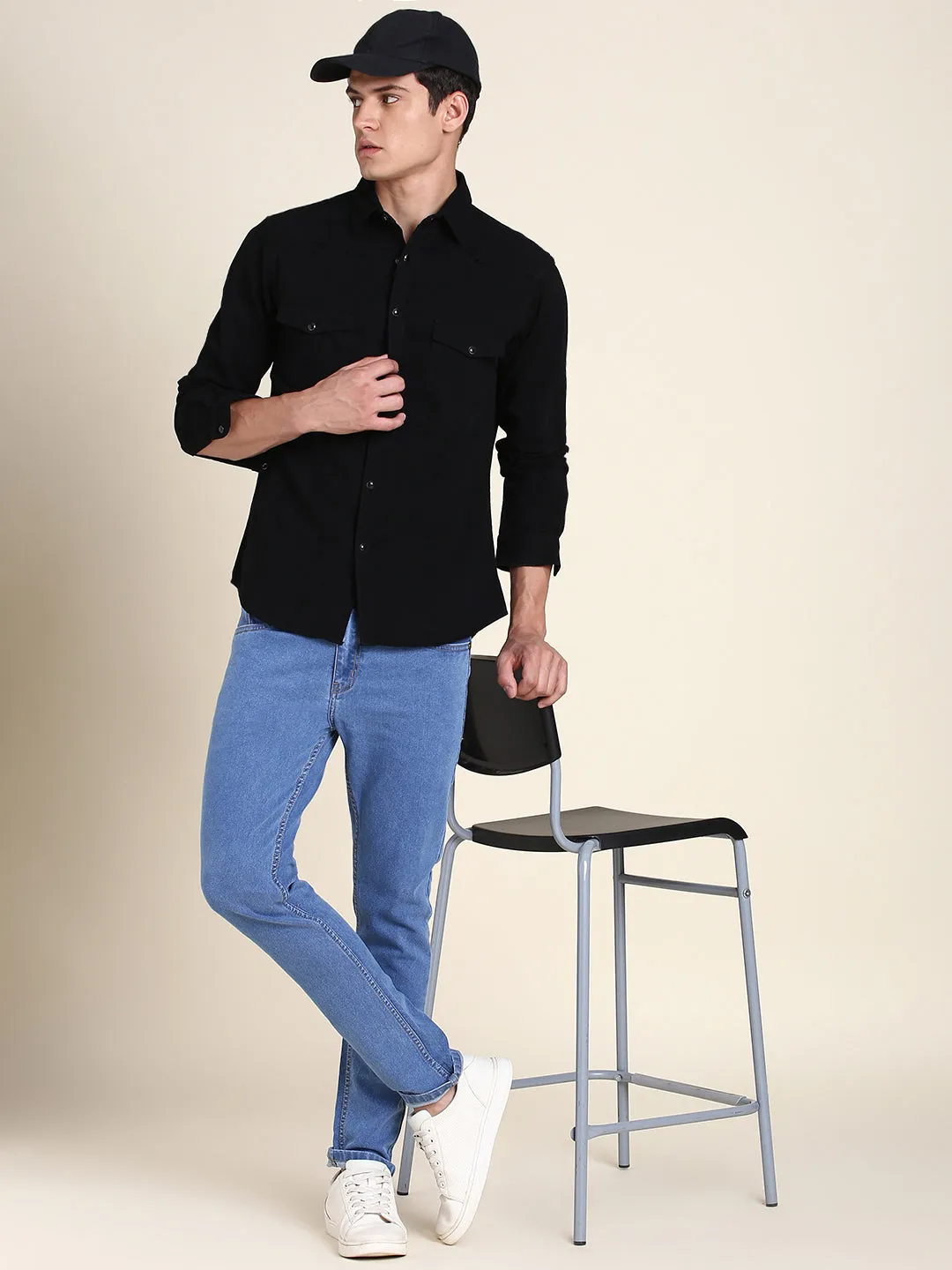 Men's Comfortable And Stylish Black Casual Shirt