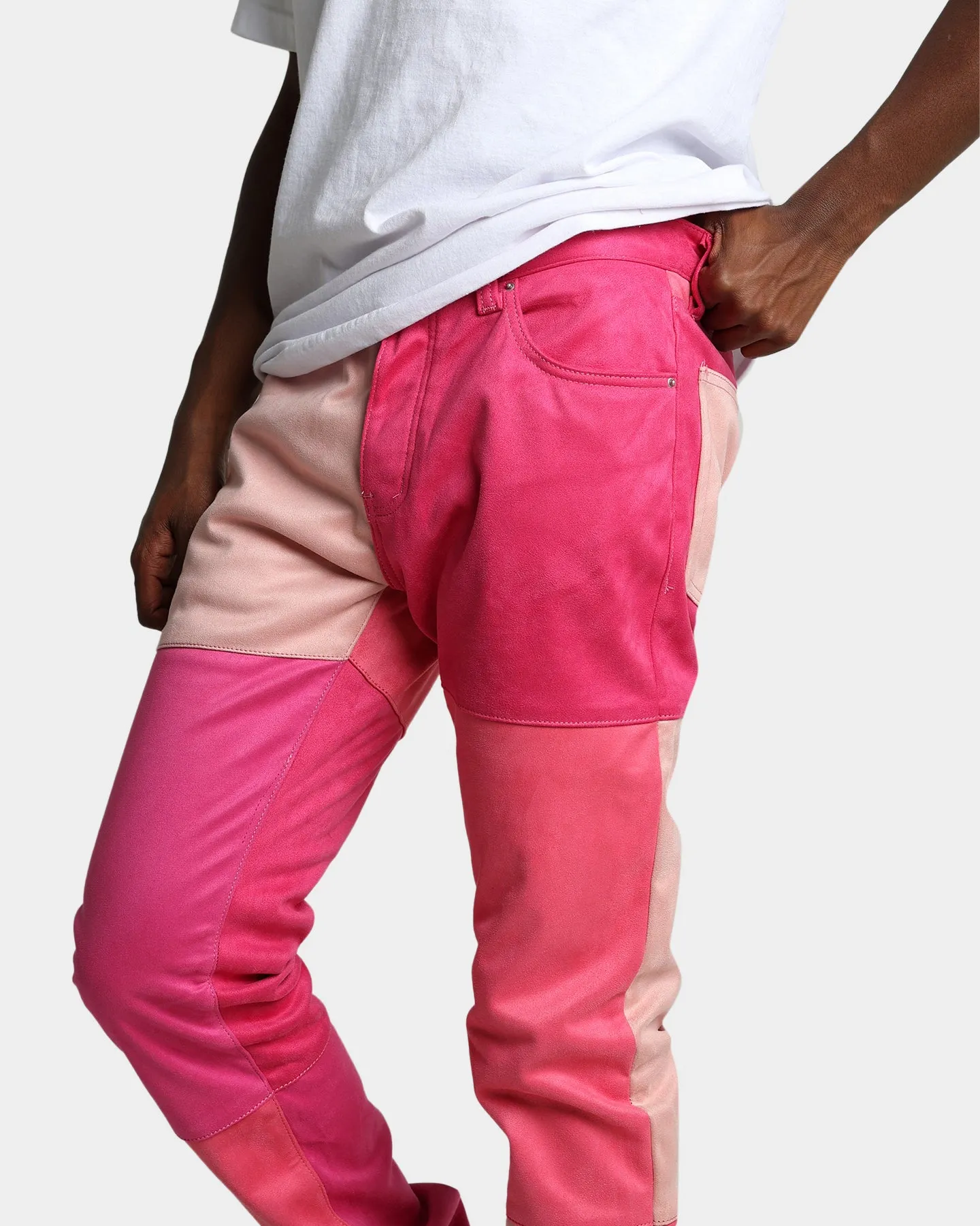 MNML D354 Patchwork Straight Denim Pants Pink