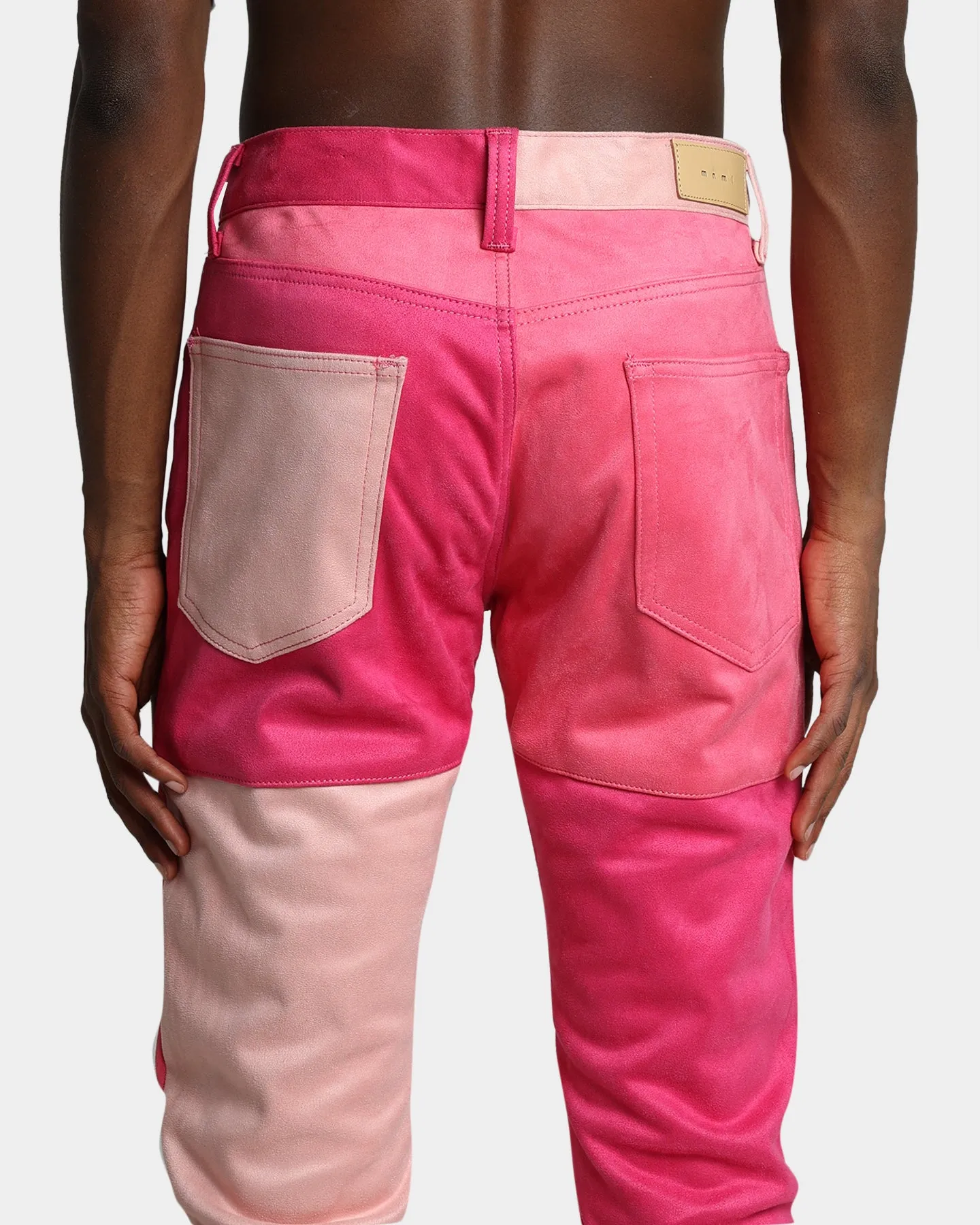 MNML D354 Patchwork Straight Denim Pants Pink