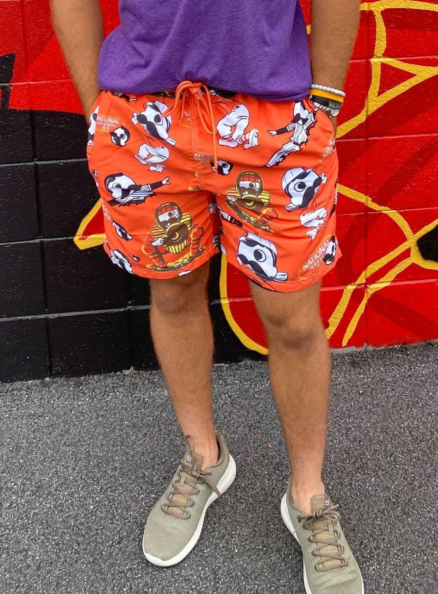 Natty Boh Baseball Players (Orange) / Drawstring Walking Shorts