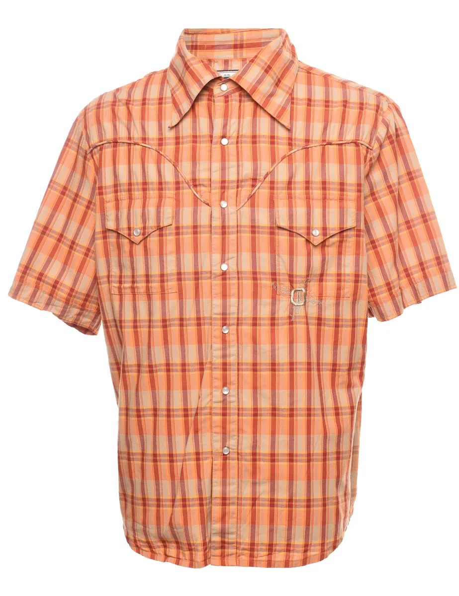 Orange & Red Western Checked Shirt - XL