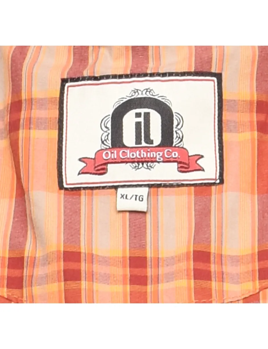 Orange & Red Western Checked Shirt - XL