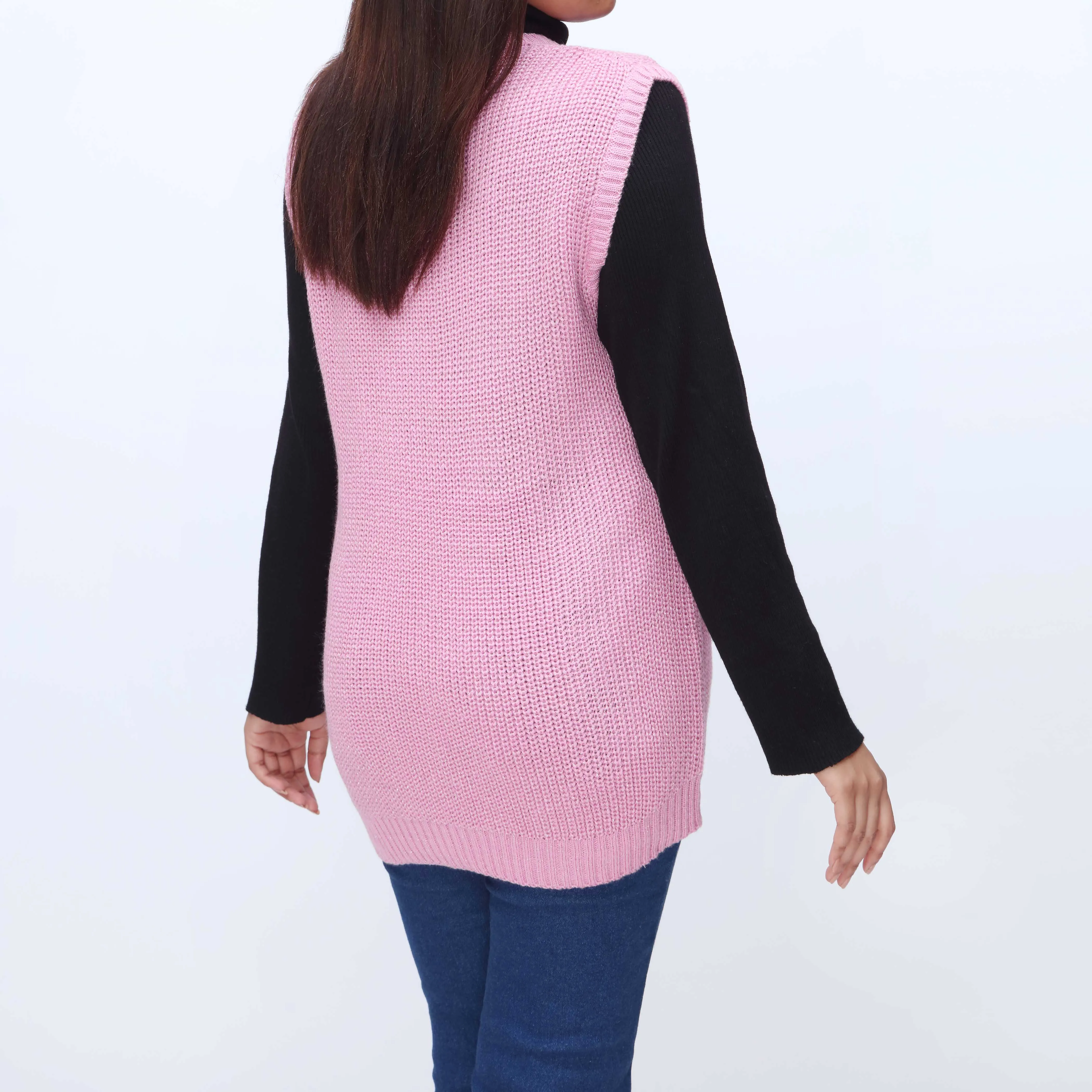 Plum V Neck Sleeveless Pullover Sweater PW3903