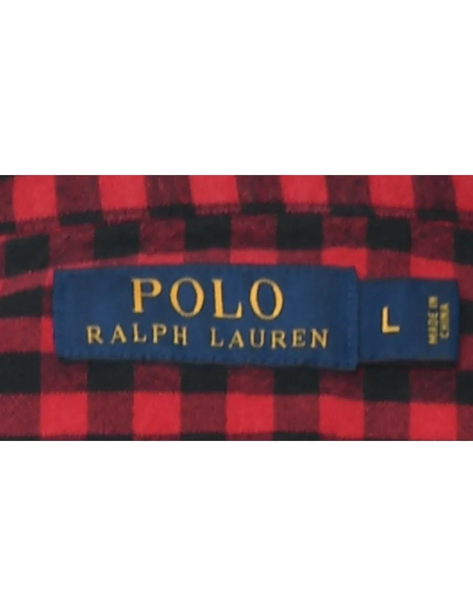 Ralph Lauren Red & Black Flannel Checked Shirt - L