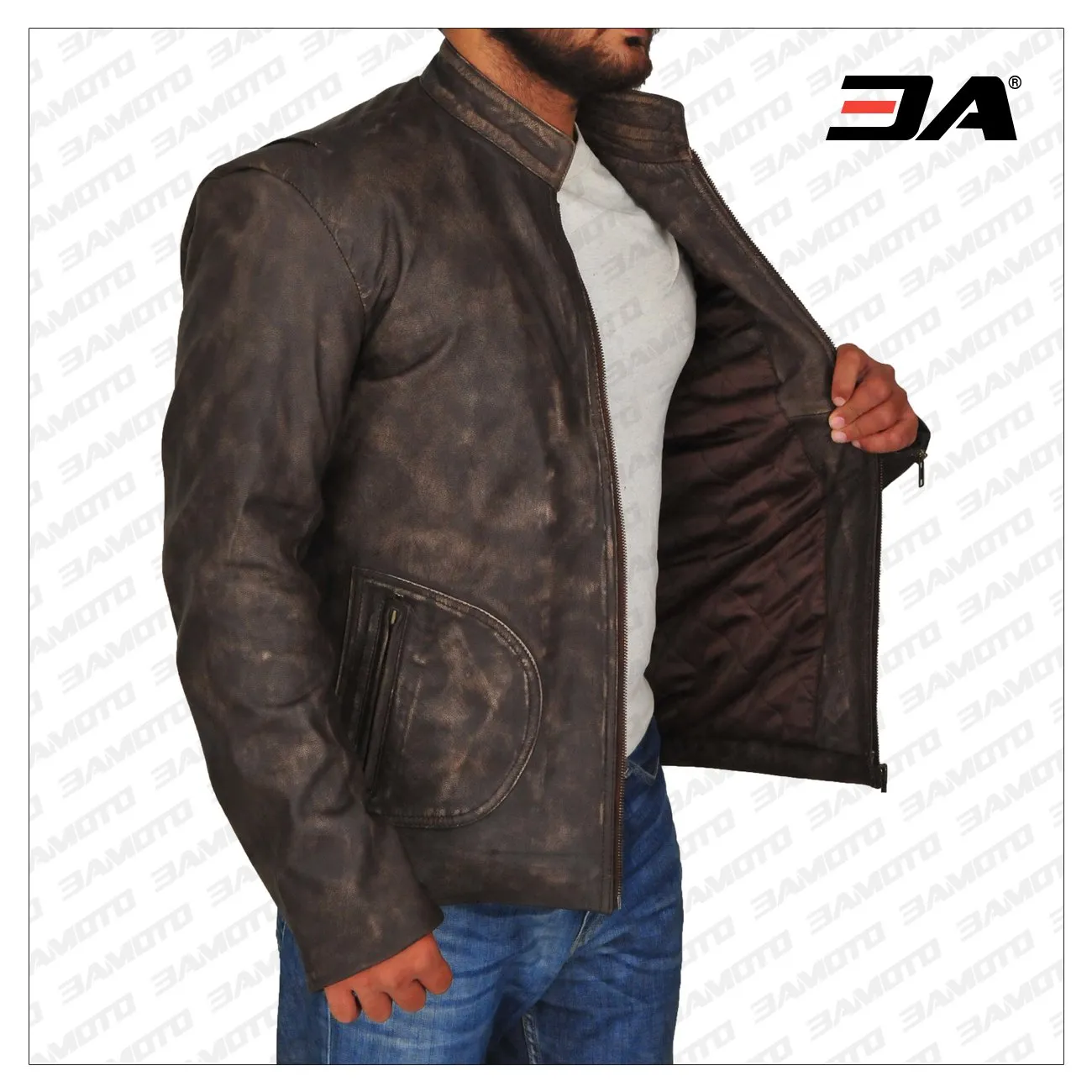 The Rock Distressed Brown Leather Jacket