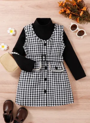 Toddler Girls Pit Strip Bottoming Shirt   Overalls Set Wholesale Girls Clothes